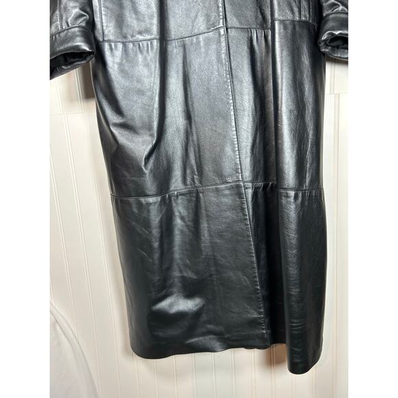 Dero by Rocco D'Amelio Women's metallic black, Leather Long Coat, M the matrix - Picture 7 of 13
